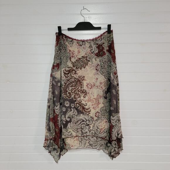 Free People Paisley Midi Skirt - Red, Cream, Black - Picture 2 of 10